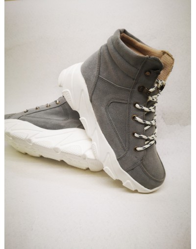 Tenis para mujer tipo bota grises