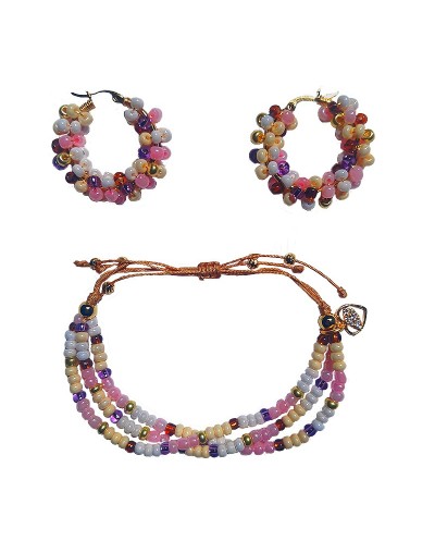Set de manilla y aretes con colores perlado
