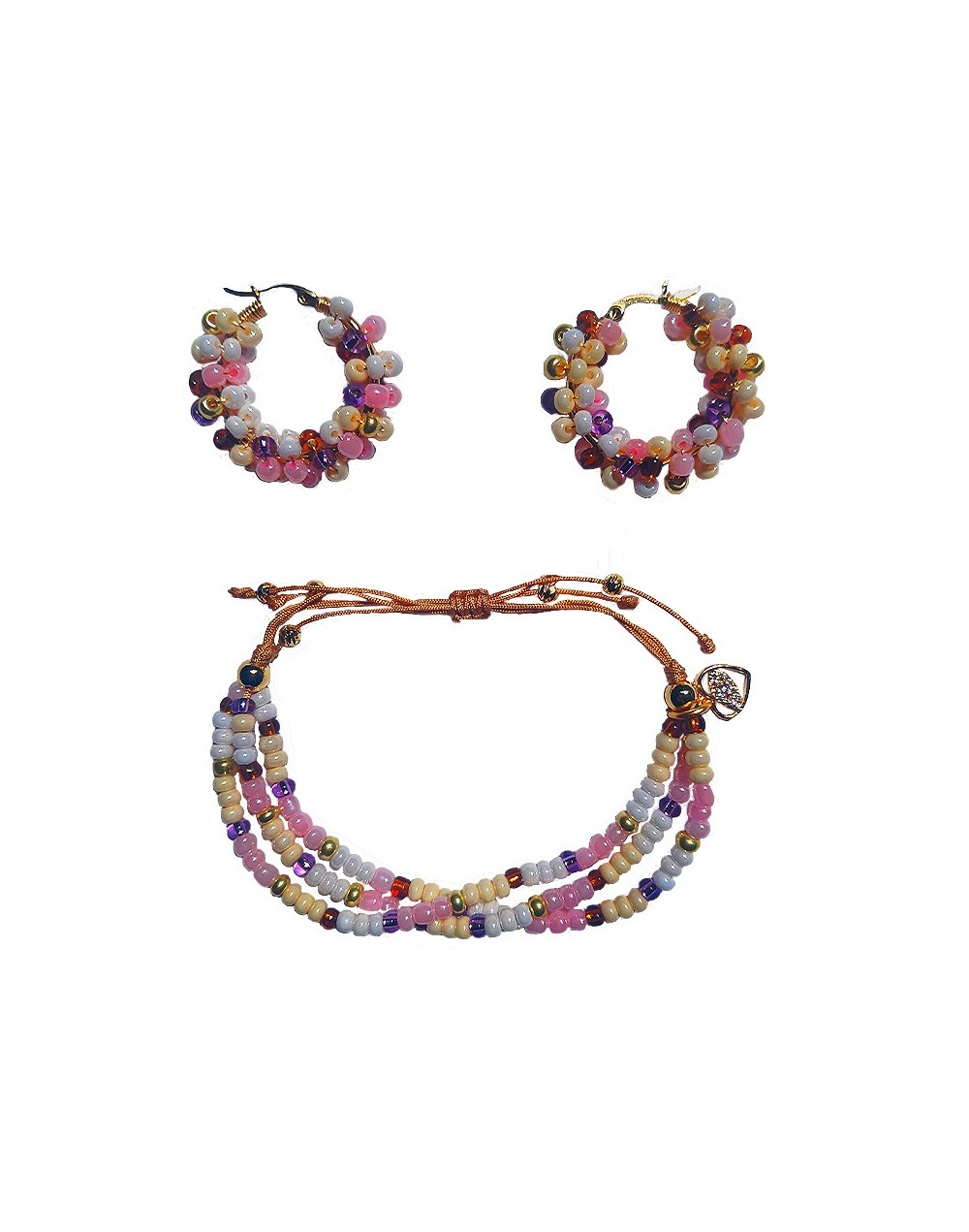 Set de manilla y aretes con colores perlado