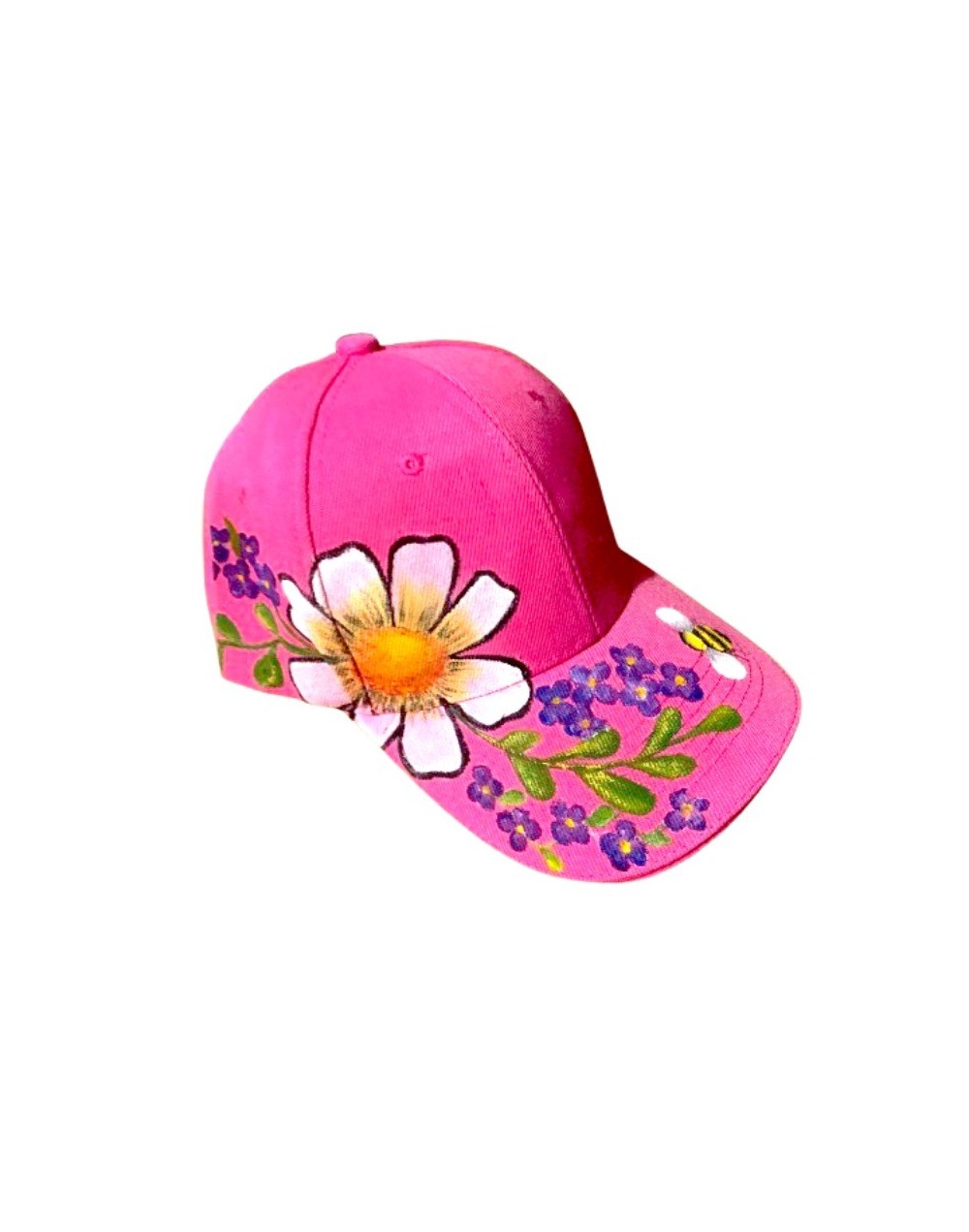 Cachucha Colorida con Flores y Abeja Pintadas a mano