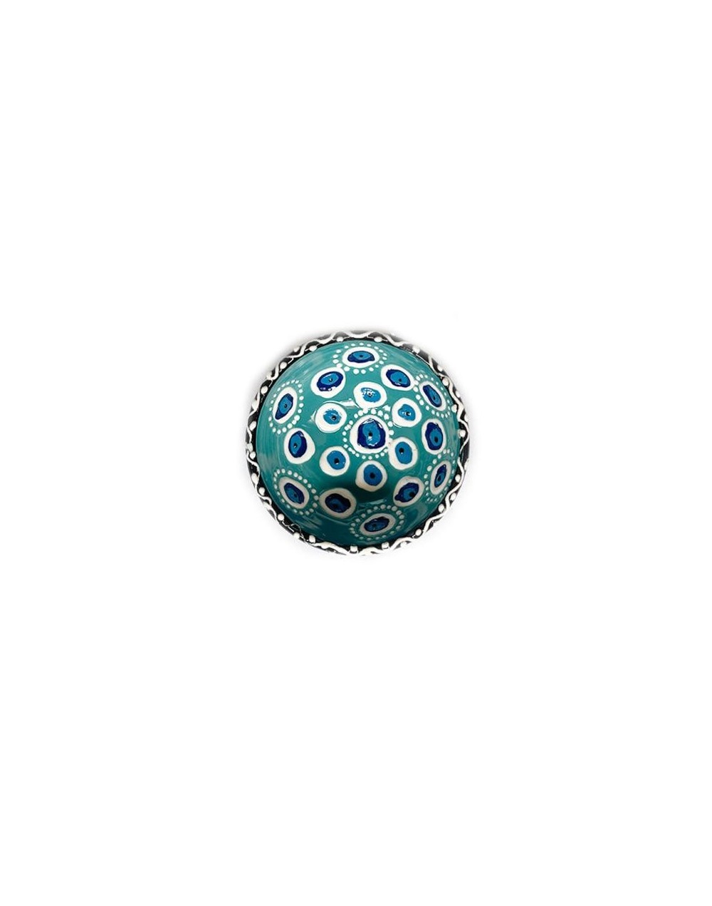 Vasija en Cerámica 8cm Ojo Turco Relieve