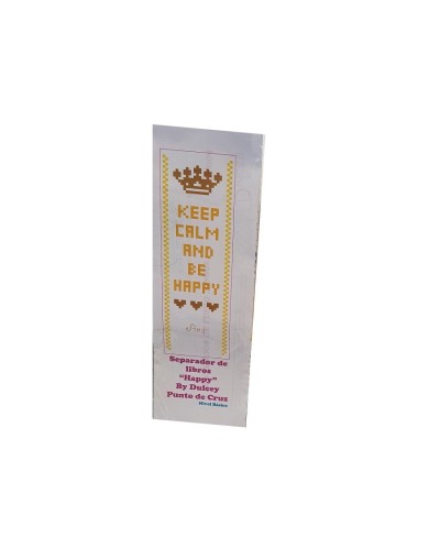 Kit Separador de Libros - Keep Calm and be Happy - Punto de Cruz