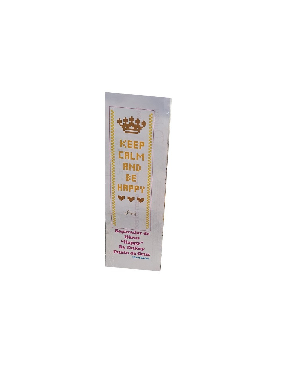 Kit Separador de Libros - Keep Calm and be Happy - Punto de Cruz
