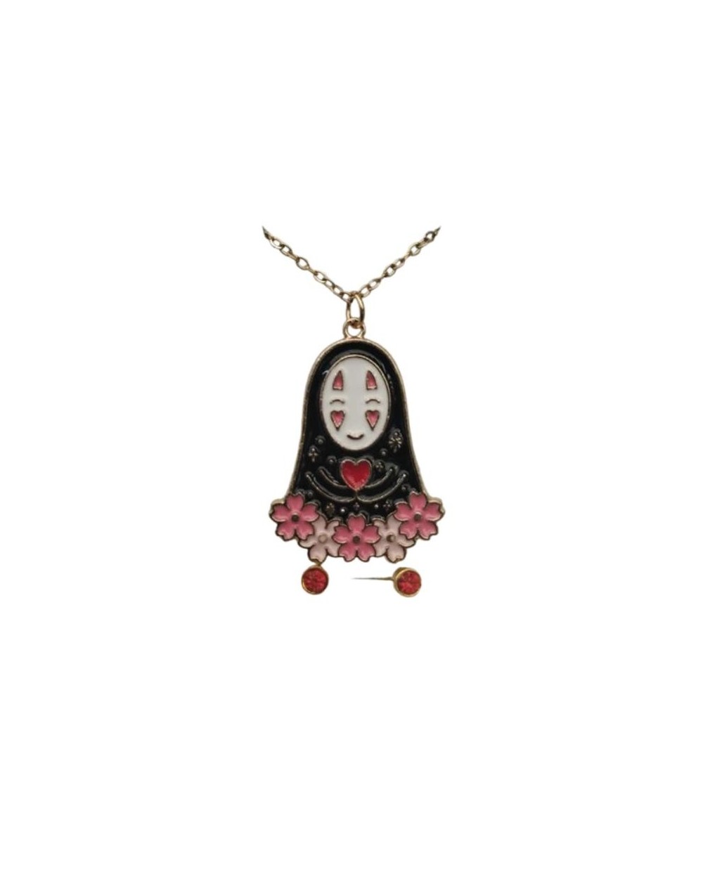 Set de collar y aretes diseño Sin Cara 