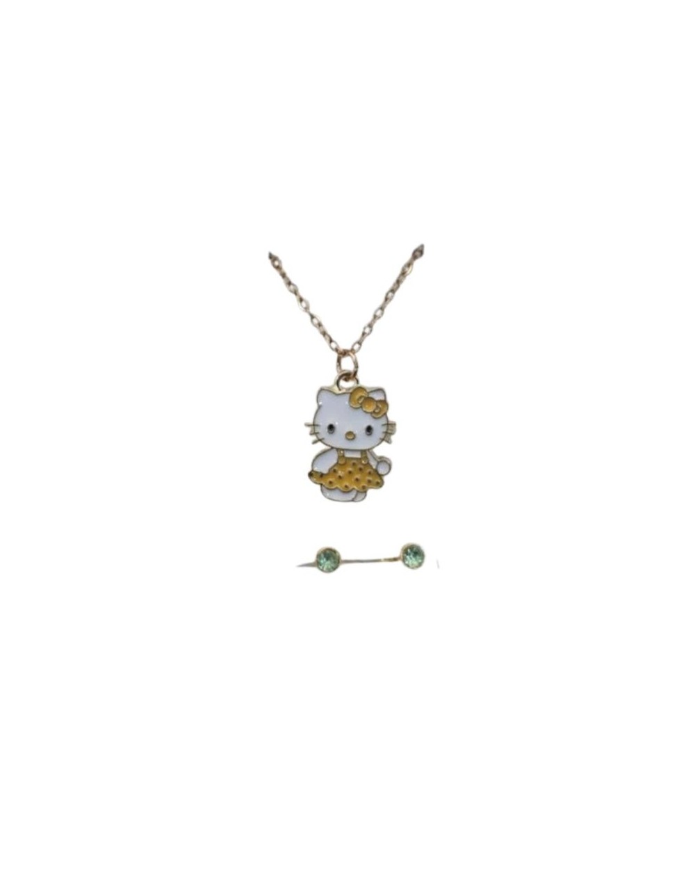 Set de collar y aretes diseño Hello Kitty