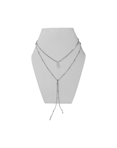 Collar Doble Plateado Elegante: Joyería de Alta Calidad