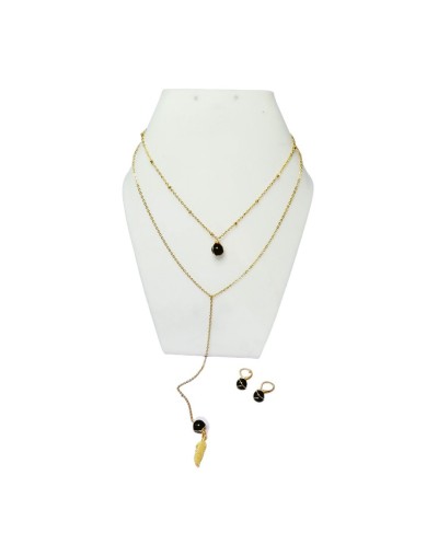 Conjunto de Collar Doble y Aretes Elegantes