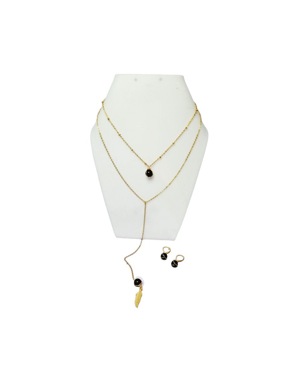Conjunto de Collar Doble y Aretes Elegantes