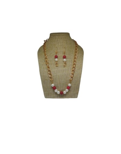 Cadena de cornalina y perlas