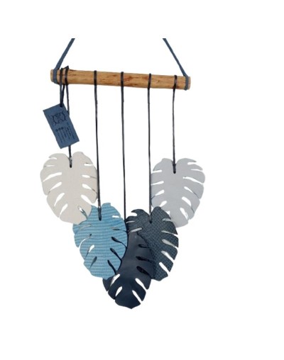 Decoración Colgante de Hojas de Cuero - Celeste: Estilo Natural y Versatilidad