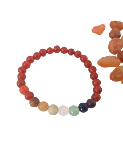 Pulsera  7 Chakras cuarzo Cornalina
