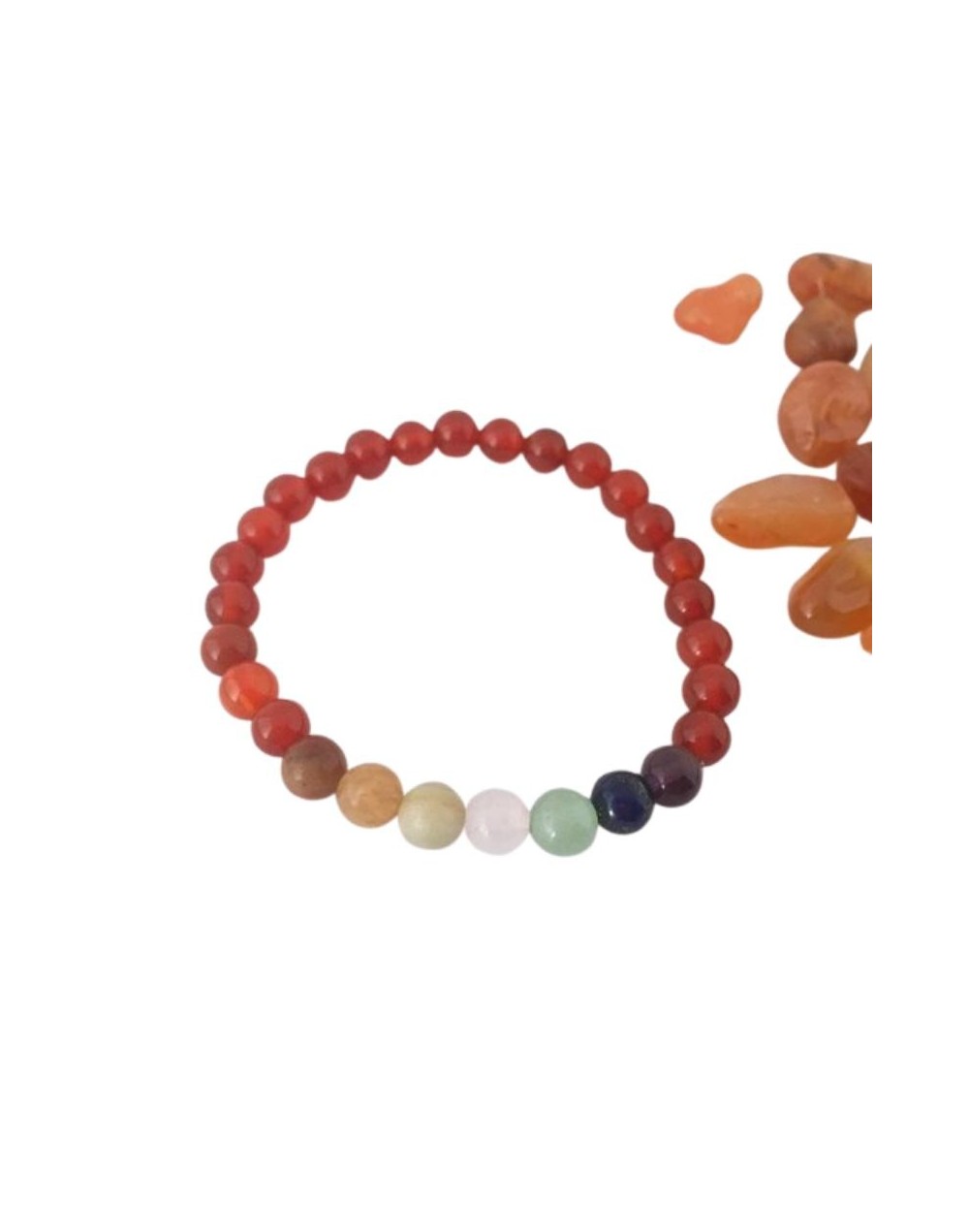 Pulsera  7 Chakras cuarzo Cornalina