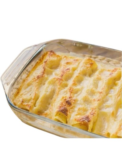 Cannelonis de pollo con champiñones porcion