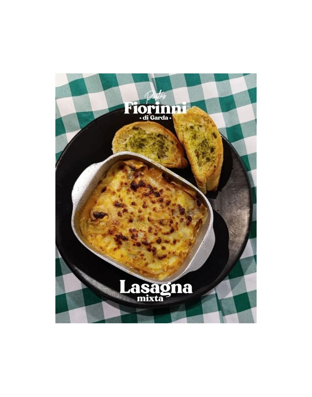 Lasagna mixta con pollo, carne y champiñones porcion