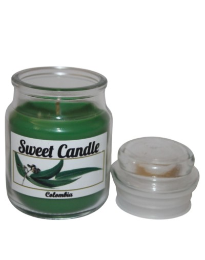 "Compre Velas de Eucalipto con Tapa de Vidrio Verde