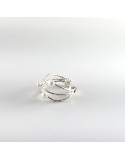 Anillo pistilo plata perla