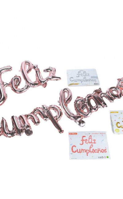 Globo metalizado cursivo de feliz cumpleaños