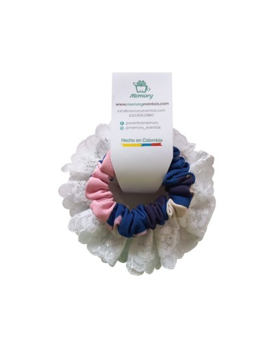 Duo scrunchies, moñas, ligas, bambas para cabello