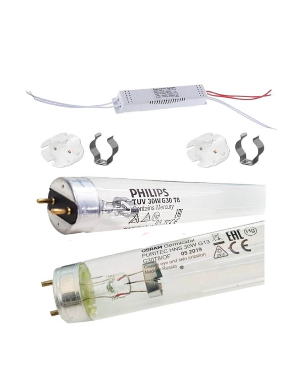 Tubo Germicida 30w Ultravioleta Con Balasto-sockets Antivibracion Sin Base
