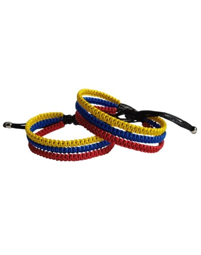 Tres pulseras amarillo, azul y rojo en un solo brazalete. Fabricamos bajo pedido. Terlenka calibre 9 . DOCENA 