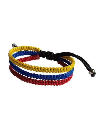 Tres pulseras amarillo, azul y rojo en un solo brazalete. Fabricamos bajo pedido. Terlenka calibre 9 . DOCENA 