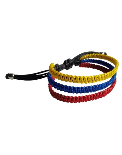 Tres pulseras amarillo, azul y rojo en un solo brazalete. Fabricamos bajo pedido. Terlenka calibre 9 . DOCENA 