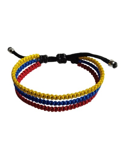 Tres pulseras amarillo, azul y rojo en un solo brazalete. Fabricamos bajo pedido. Terlenka calibre 9 . DOCENA 