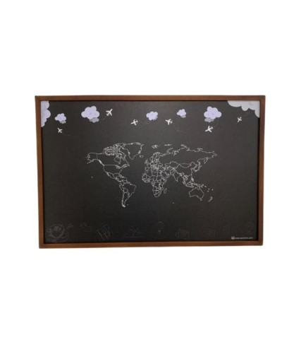 Cuadro magnético decorativo Karmene 90x60 Mapamundi Nubes