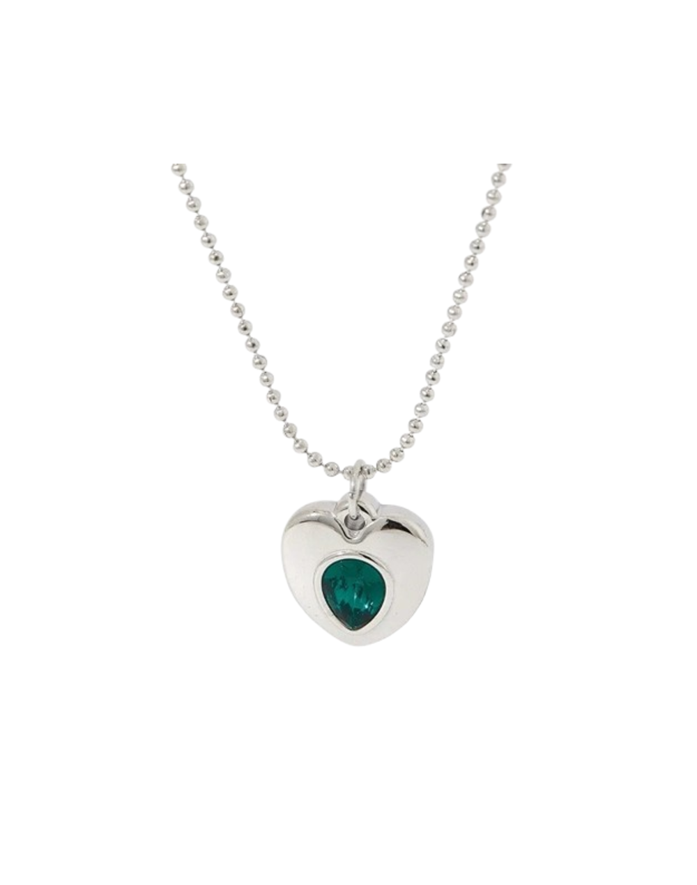Collar corazón plateado verde