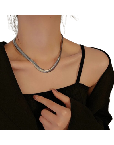 Collar grueso serpiente plateado