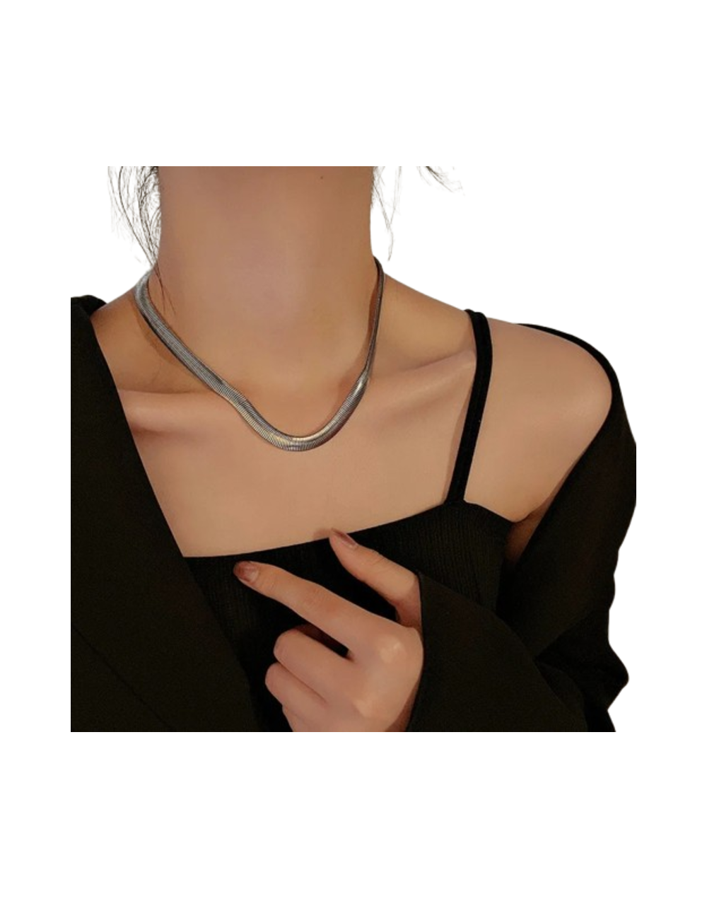 Collar grueso serpiente plateado