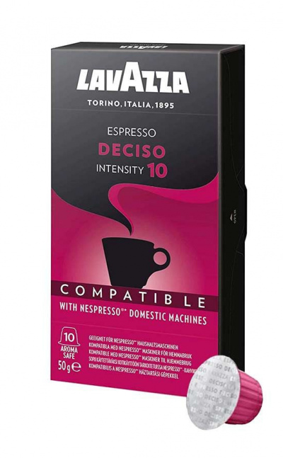 Cápsula Lavazza ESPRESSO DECISO compatible con Nespresso. Caja x 10 unid.