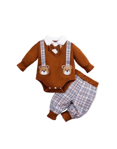 Set de 2 Piezas para Bebé: Body y Pantalón a Cuadros
