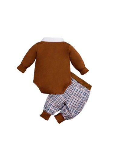 Set de 2 Piezas para Bebé: Body y Pantalón a Cuadros