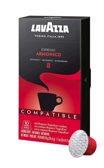 Cápsula Lavazza ESPRESSO ARMONICO compatible con Nespresso. Caja x 10 unid.