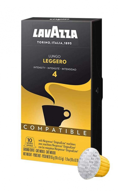 Cápsula Lavazza LUNGO LEGGERO compatible con Nespresso. Caja x 10 unid.
