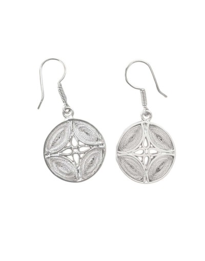 Aretes disco cuatro espacios. Filigrana Momposina Plata Ley 950.
