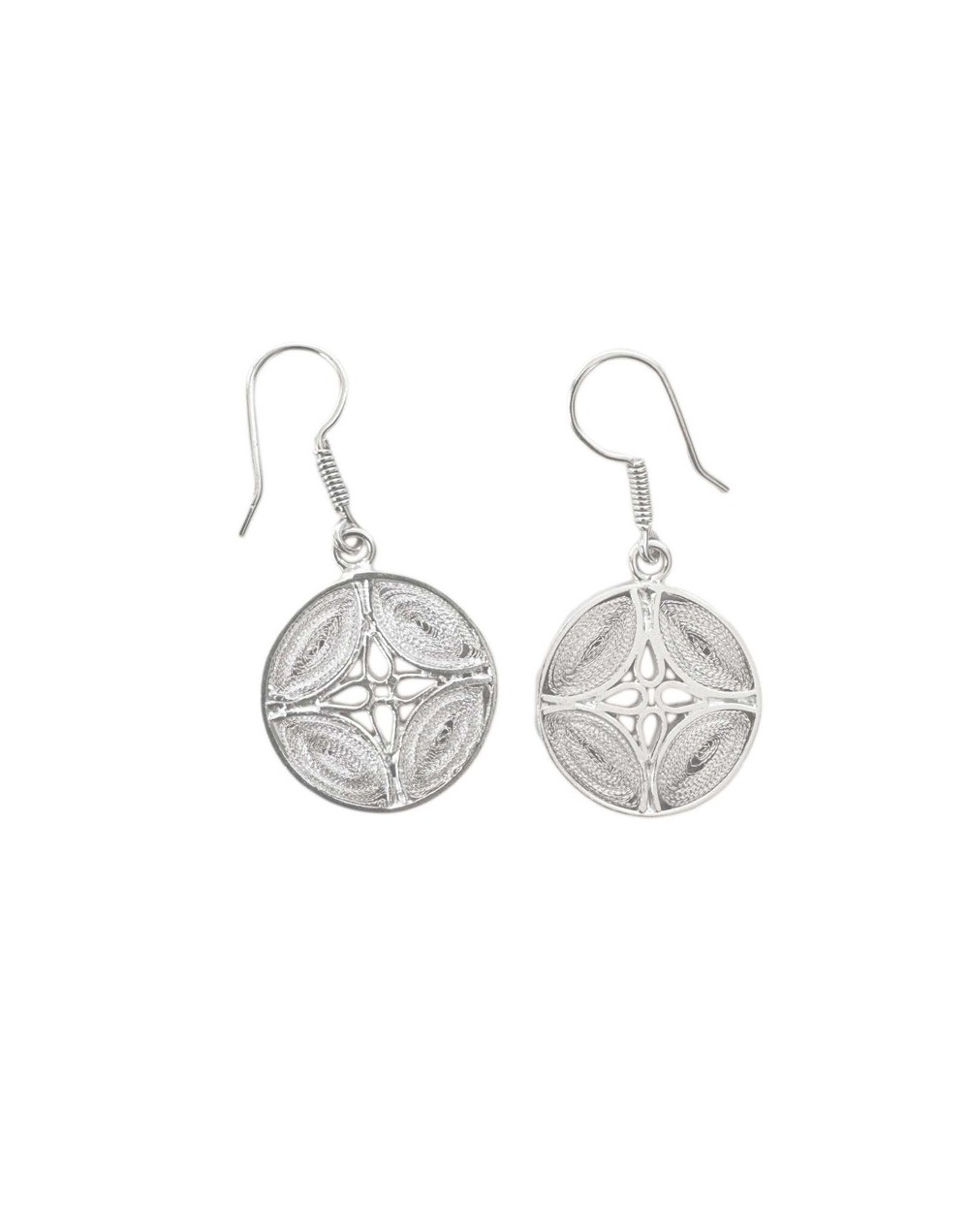 Aretes disco cuatro espacios. Filigrana Momposina Plata Ley 950.