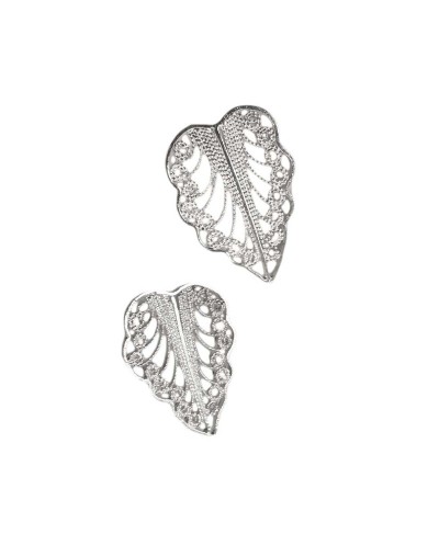 Aretes tipo topo de hojas. Filigrana Momposina Plata Ley 950