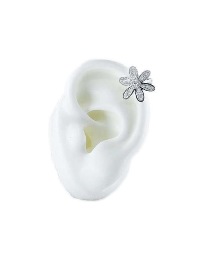 Ear Cuff flor seis pétalos. Filigrana Momposina Plata Ley 950.