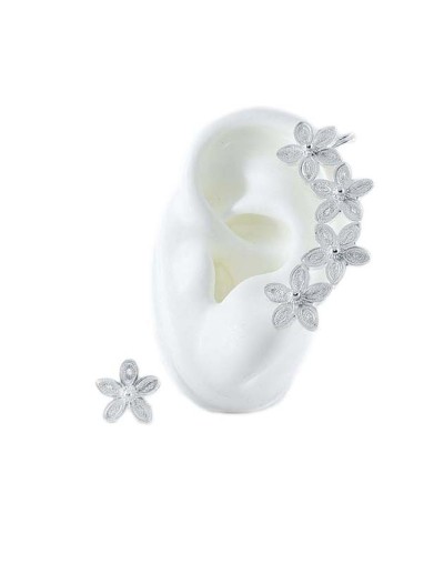 Ear Cuff flores de estrella. Filigrana Momposina Plata Ley 950