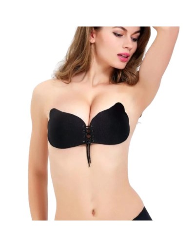 Brasier Invisible Adhesivo Silicona Mariposa Beige Negro