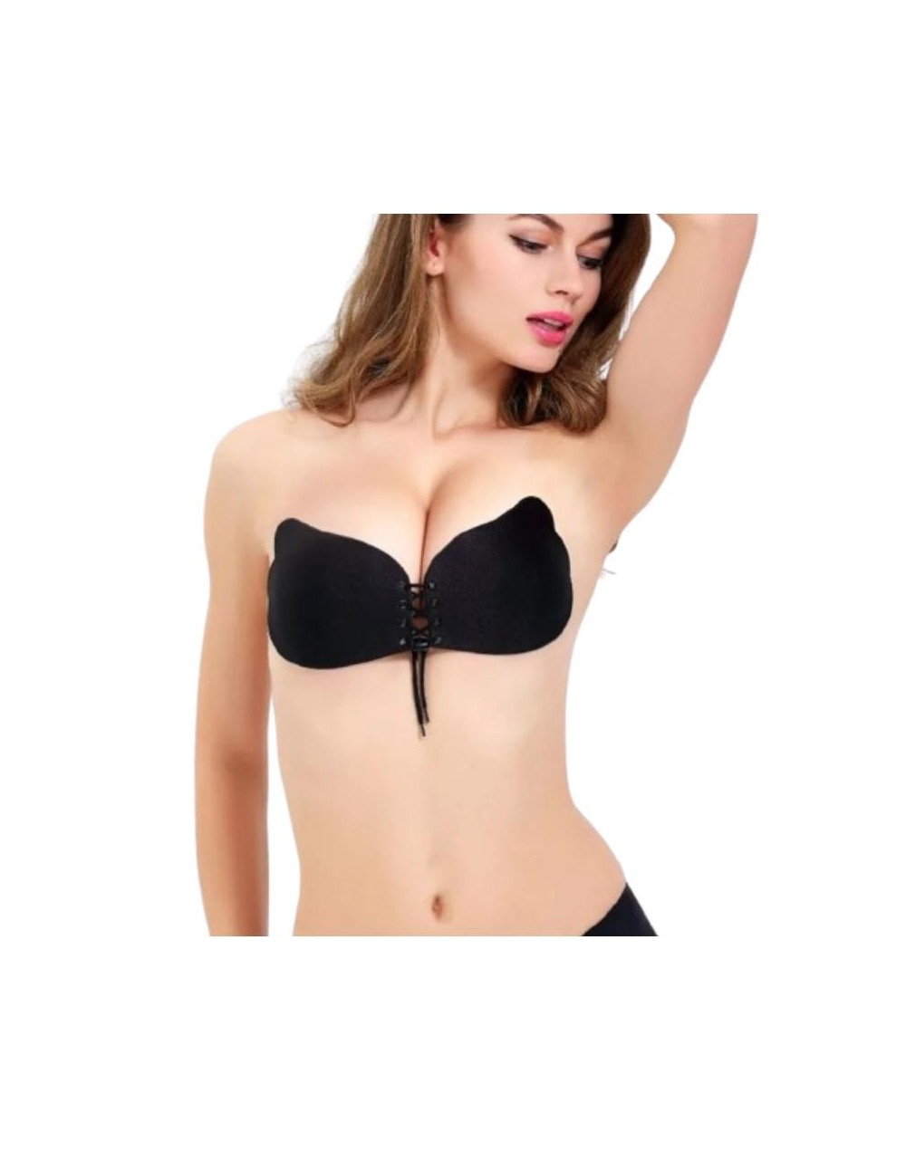 Brasier Invisible Adhesivo Silicona Mariposa Beige Negro