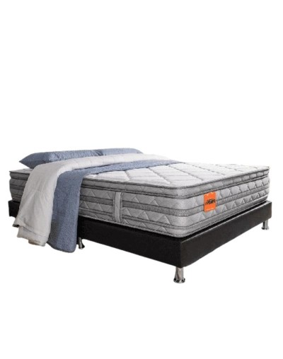 Combo base cama + cabecero + colchón ortopédico power mercurio doble