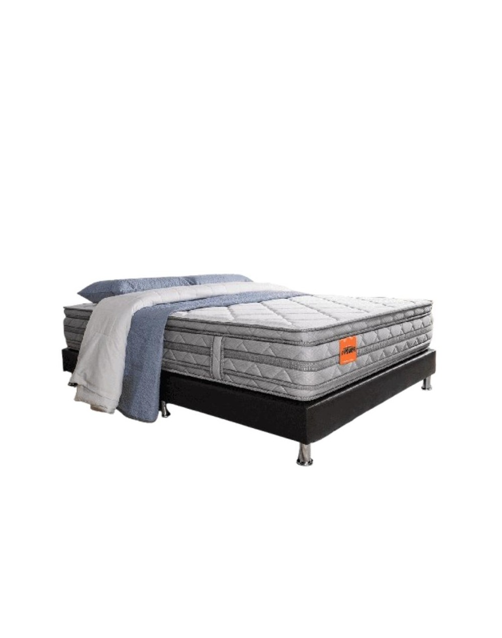 Combo base cama + cabecero + colchón ortopédico power mercurio doble