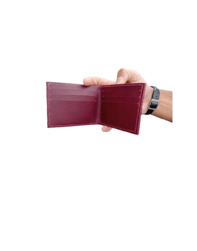 Billetera minimal en cuero vacuno textura cocodrilo Color Vinotinto