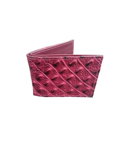 Billetera minimal en cuero vacuno textura cocodrilo Color Vinotinto