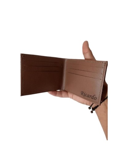 Billetera Cerezo Minimalista: Textura Cocodrilo negro y cafe 