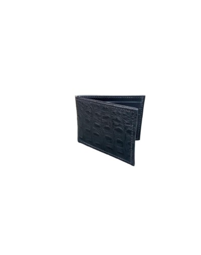 Billetera Cerezo Minimalista: Textura Cocodrilo negro y cafe 