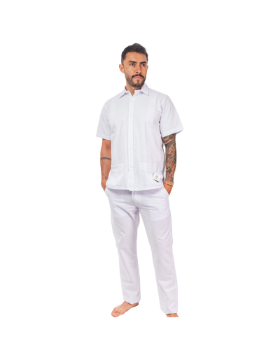 Guayabera manga corta blanca